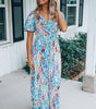 Robe Portefeuille Décolleté en V Imprimé Floral pour Femmes