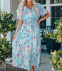 Robe Portefeuille Décolleté en V Imprimé Floral pour Femmes