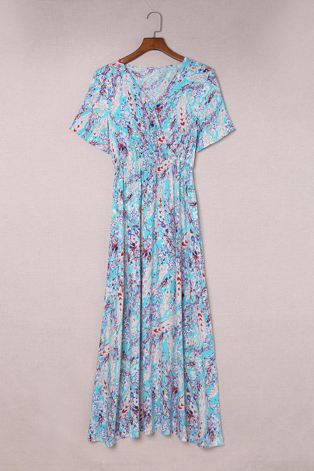 Robe Portefeuille Décolleté en V Imprimé Floral pour Femmes