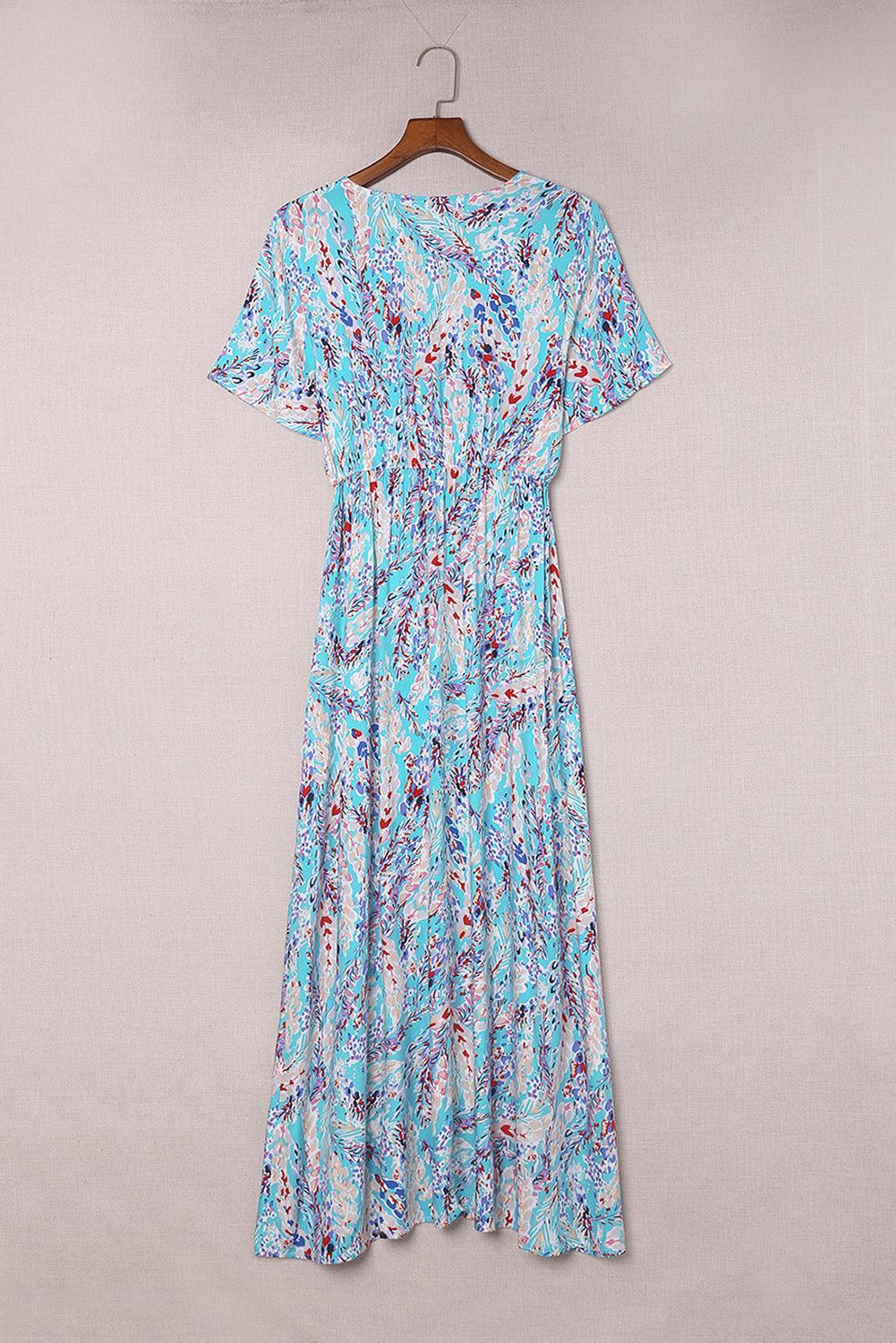 Robe Portefeuille Décolleté en V Imprimé Floral pour Femmes