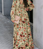Robe Maxi Superposée en Imprimé Lotus Sauvage