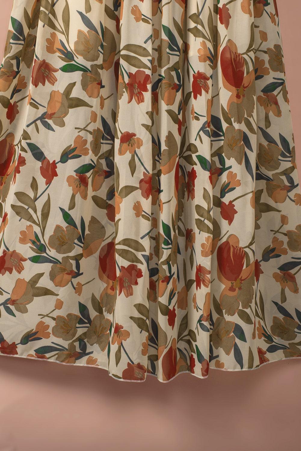 Robe Maxi Superposée en Imprimé Lotus Sauvage