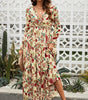 Robe Maxi Superposée en Imprimé Lotus Sauvage