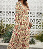 Robe Maxi Superposée en Imprimé Lotus Sauvage