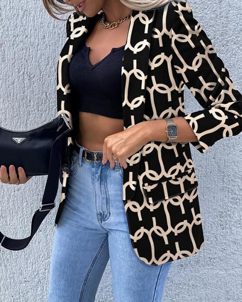 Blazer Ajusté à Manches Longues pour Femmes