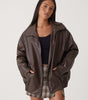 Blouson Bomber en Cuir Oversize pour Femmes