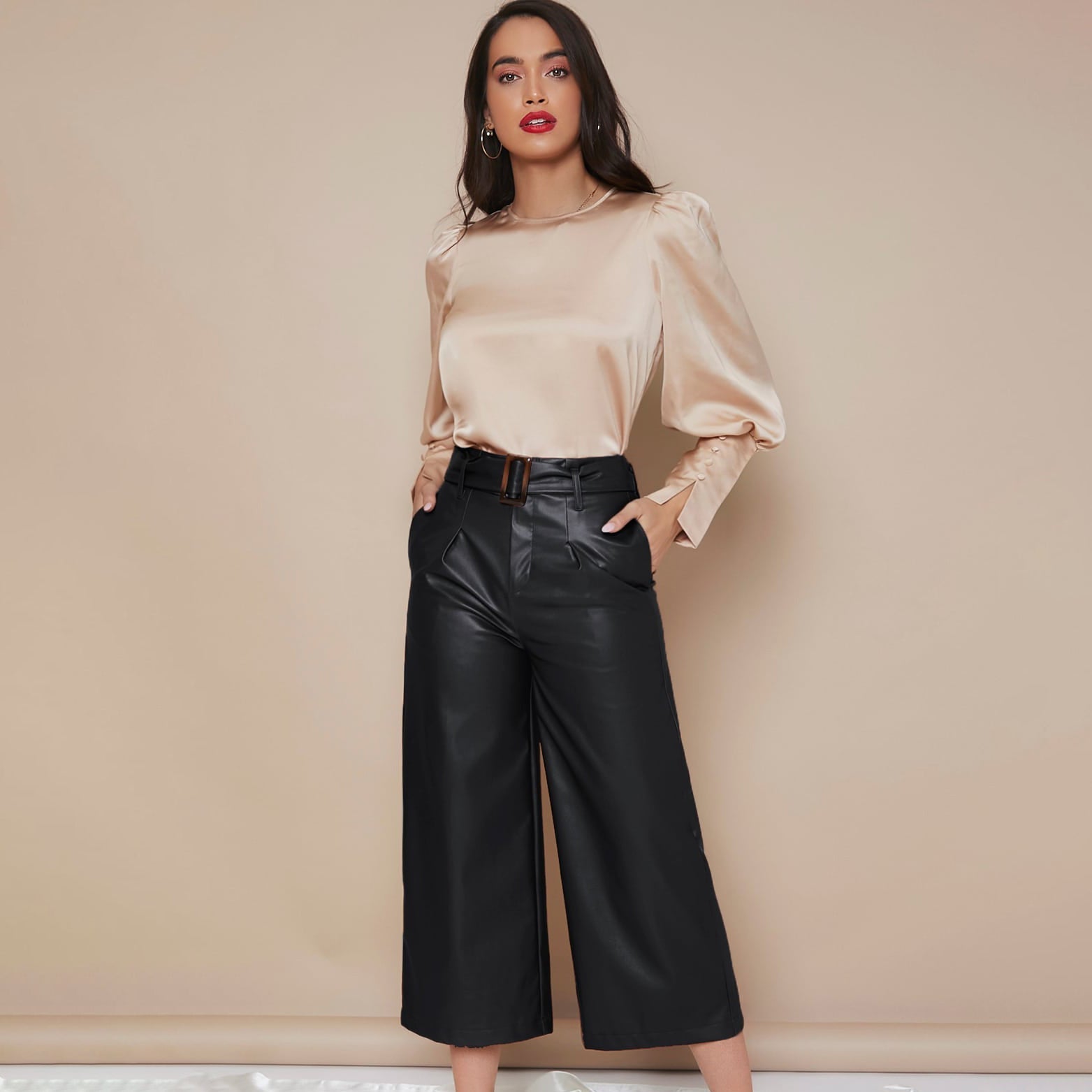 Chemise Satin à Manches Longues pour Femme