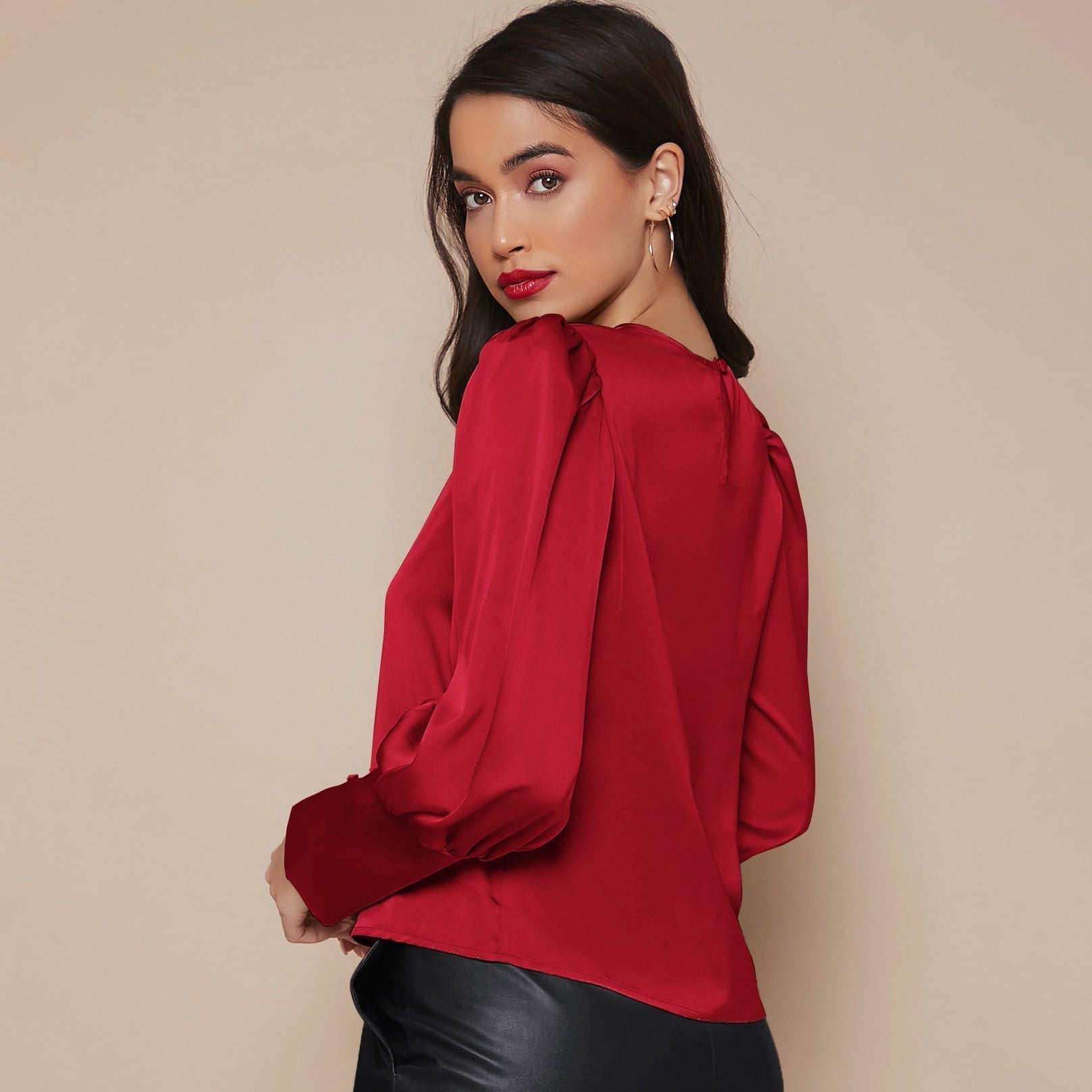 Chemise Satin à Manches Longues pour Femme
