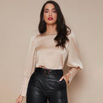 Chemise Satin à Manches Longues pour Femme