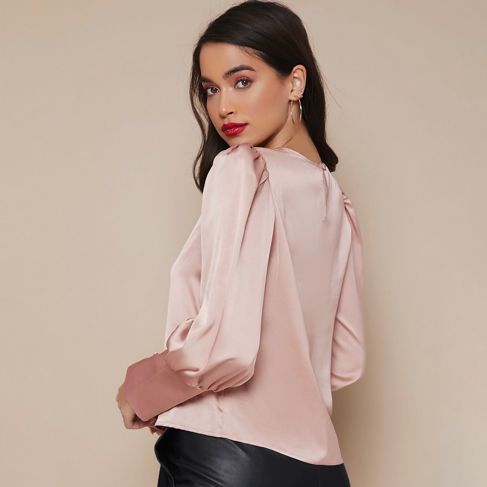 Chemise Satin à Manches Longues pour Femme