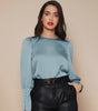 Chemise Satin à Manches Longues pour Femme