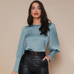 Chemise Satin à Manches Longues pour Femme