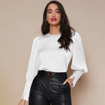 Chemise Satin à Manches Longues pour Femme