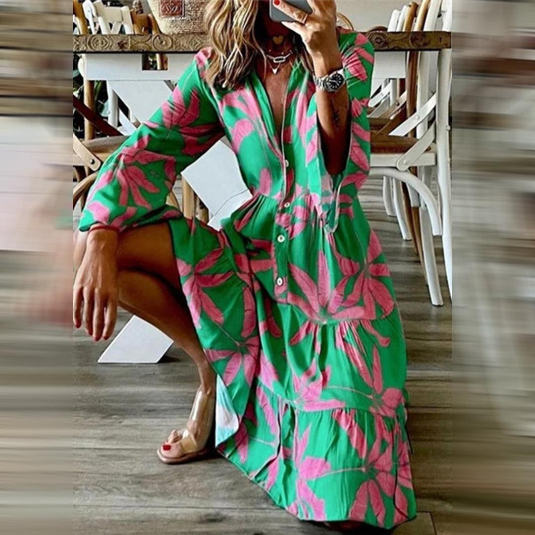 Robe d'Été à Motif Tropical pour Femmes