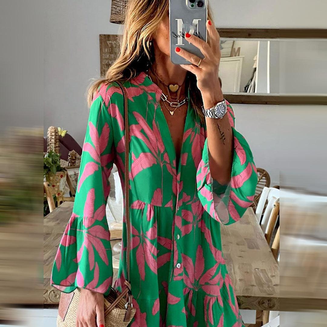 Robe d'Été à Motif Tropical pour Femmes