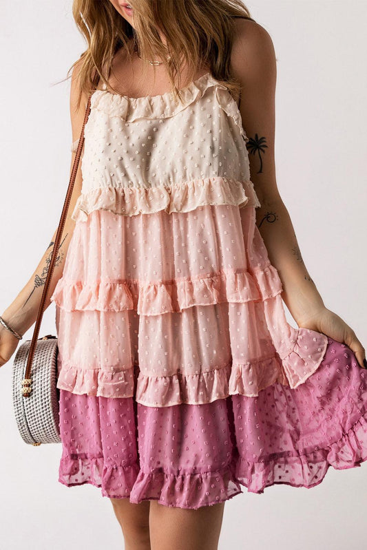 Robe Mini Volante à Pois Suisses pour Femmes