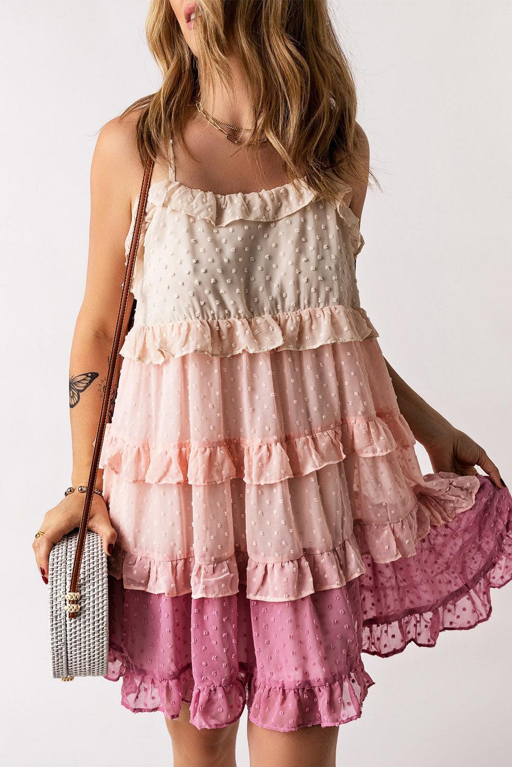 Robe Mini Volante à Pois Suisses pour Femmes