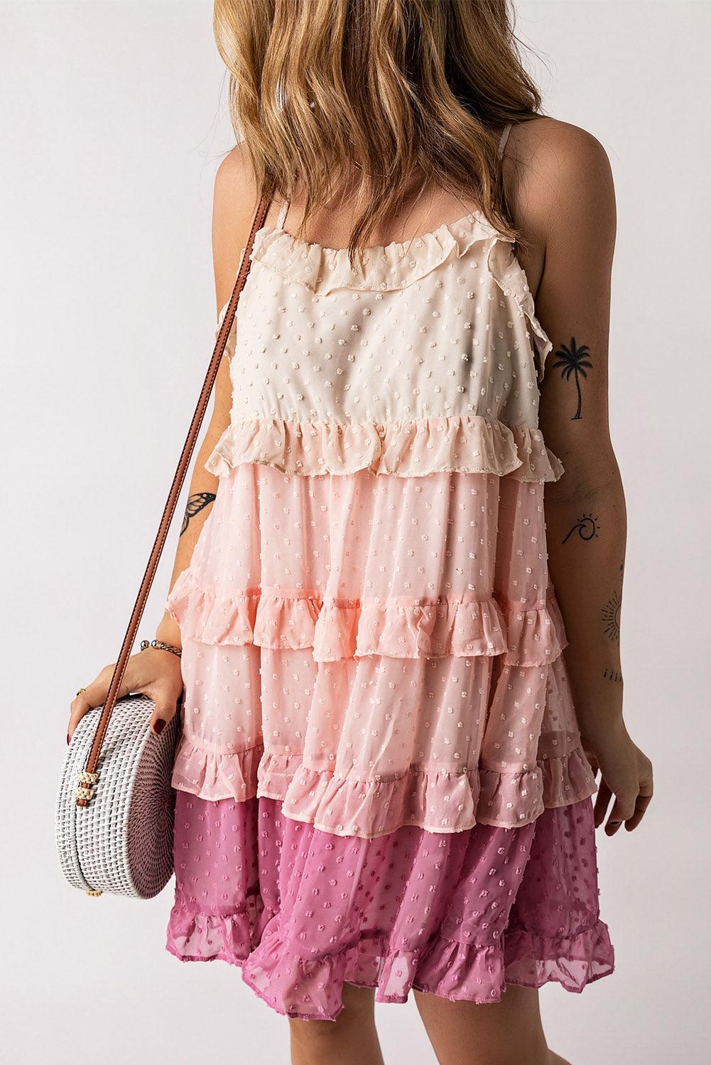 Robe Mini Volante à Pois Suisses pour Femmes