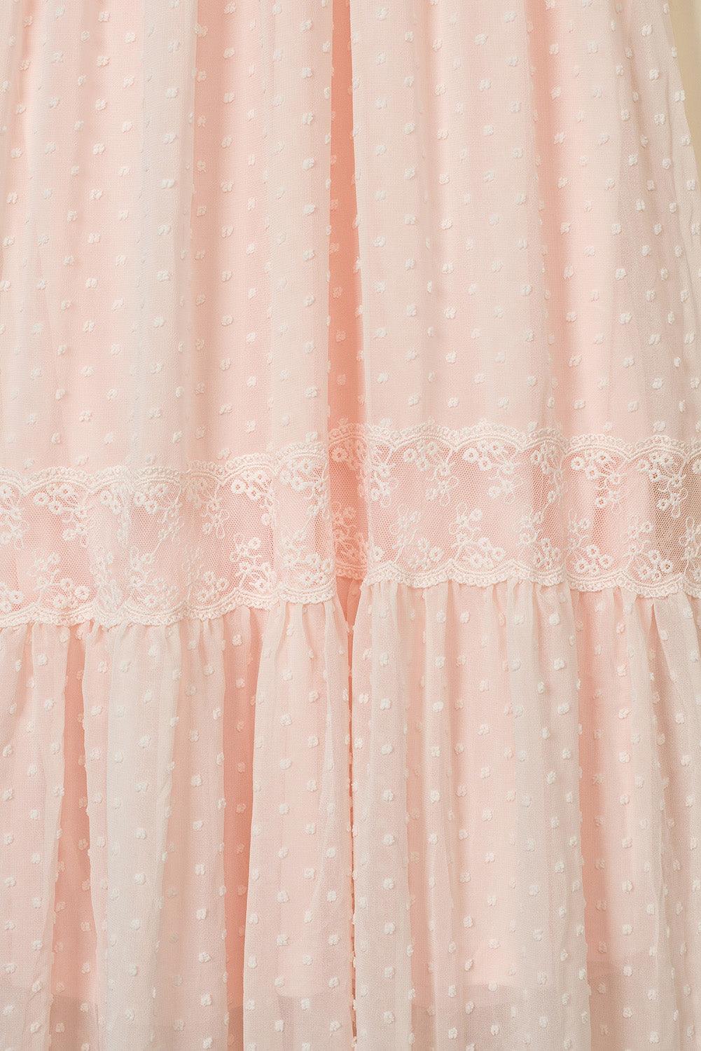 Robe Maxi à Pois Suisses et Dentelle pour Femmes